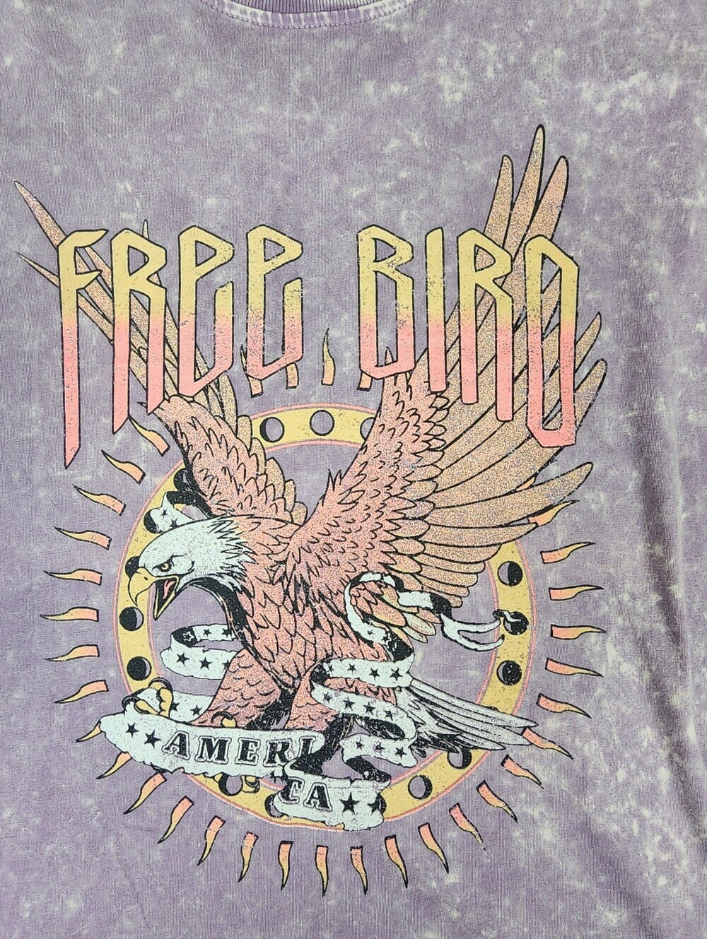 Zutter Free Bird Lavender Graphic Tee Streetwear Retro Style Womens Small - Picture 2 of 8